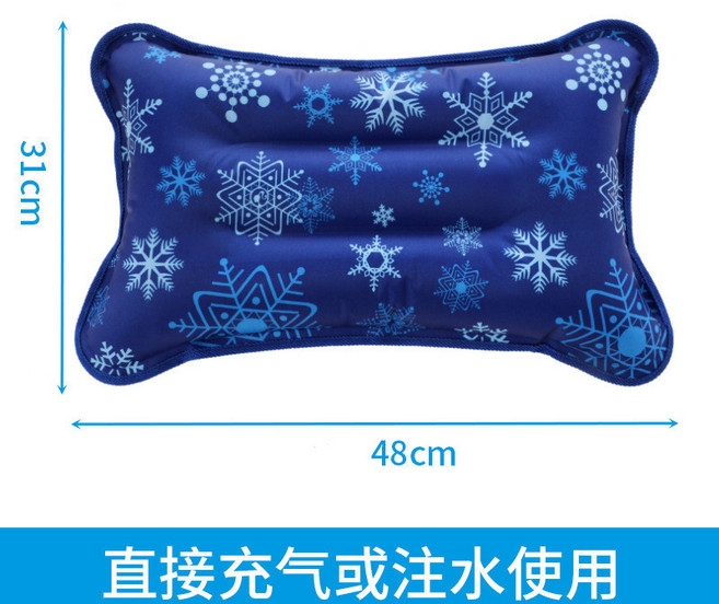 冰枕 充氣水枕頭 夏季注水降溫涼墊, 自注水31*48深雪花款