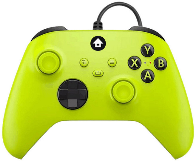 電腦有線手把 (副廠) - 適用於 PC / Steam 有線控制器 霍爾搖桿 震動手把, 螢光黃色, 1個, Series X