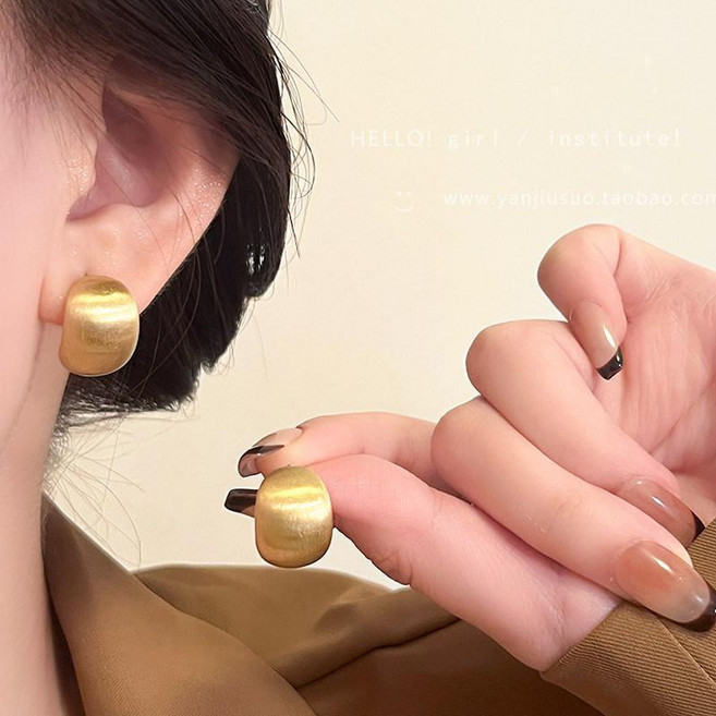 金屬拉絲耳釘 C型耳環 復古小眾飾品