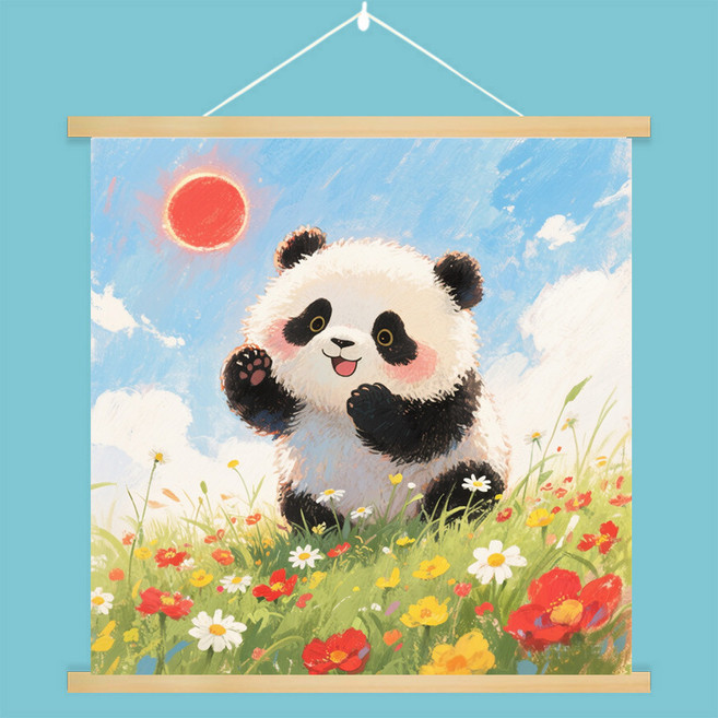 可愛卡通貓咪油畫掛畫 30*30cm 高檔環保厚款油畫布 實木掛軸 送掛鉤, GH479 - 9
