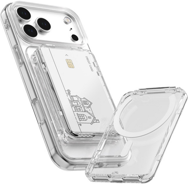 【GS 3C】Magsafe 硬卡套 磁吸卡包 壓克力 小卡卡磚 偶像小卡 悠遊卡套 PC信用卡保護殼 證件套, 透明(上下開), 1個
