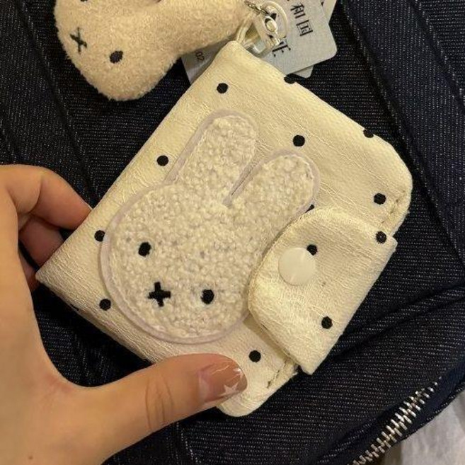 可愛波點兔兔卡包證件零錢包