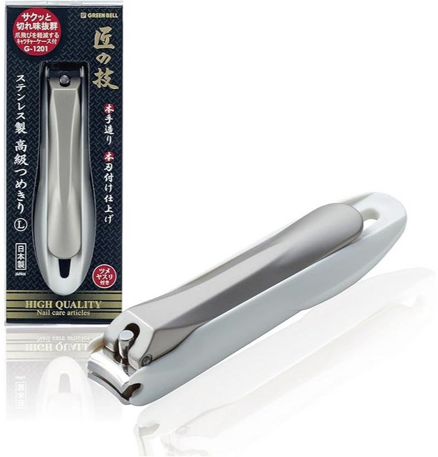 日本製 匠之技 不鏽鋼指甲剪 日本GREEN BELL 指甲刀 曲線刃 寶寶指甲剪 G-1200 G-1201, 1個, G1201 L號刀刃約1.3cm