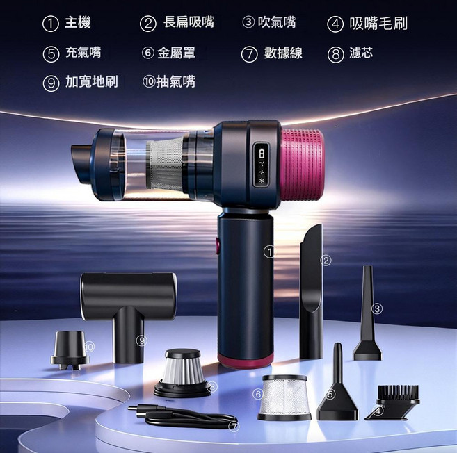 無線大吸力手持吸塵器 2000mah*2, ZY - 3103 - D無刷款 - 灰色, 如圖