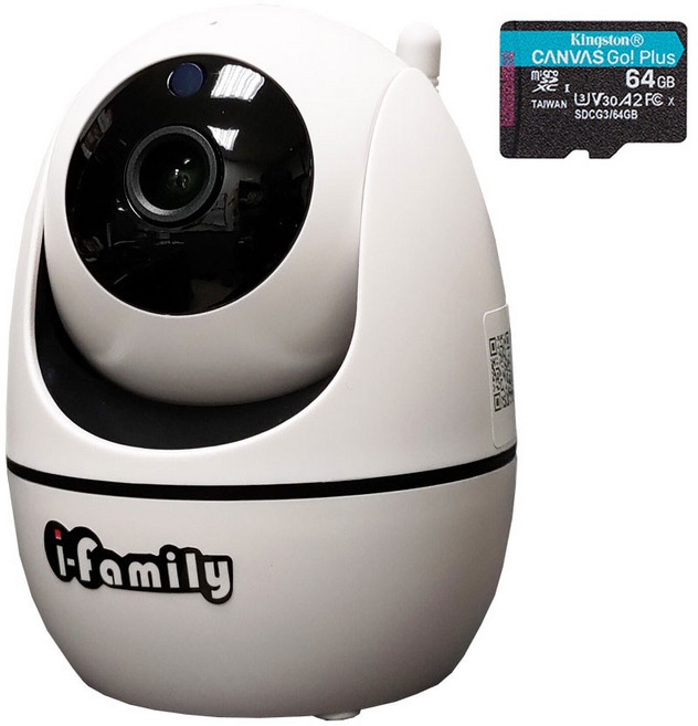 i-family 300萬畫素無線網路監視器攝影機, 1個, 鏡頭+64G記憶卡