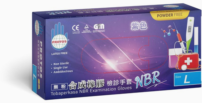 倫哥手套 加厚4.5克 多倍NBR手套, 紫色, 中 (M), 1個