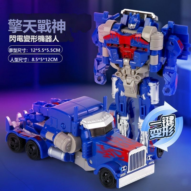 Tonkon 兒童變形汽車機器人玩具 兒童益智, 1個, 新款擎天戰神/藍:標準尺寸5847