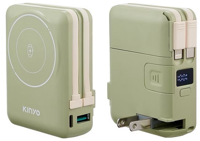 KINYO 九合一 全固態行動電源 10000mAh 超防爆 台灣 BSMI 認證, 綠色(如遇缺色隨機出貨), KPB-2656