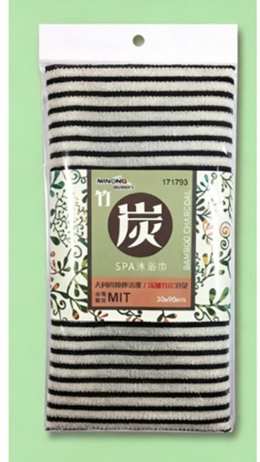 MINONO 竹炭SPA沐浴巾 MIT 30x90cm, 如圖, 1個