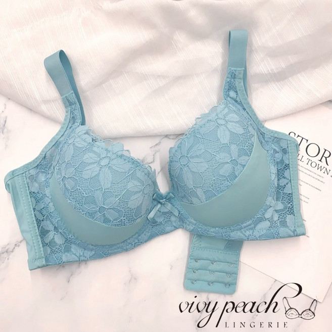 Vivy peach C罩杯 軟鋼圈 內衣, 湖水綠,38/85