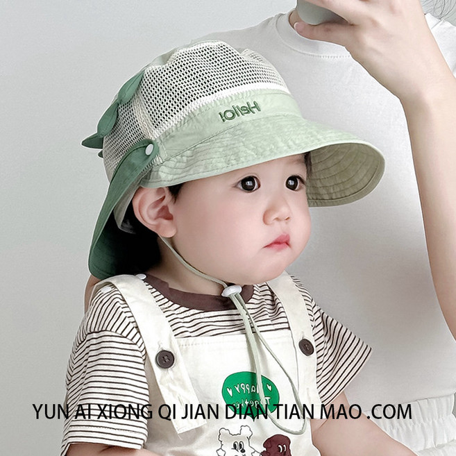寶寶漁夫帽 夏季兒童防曬網眼大簷帽