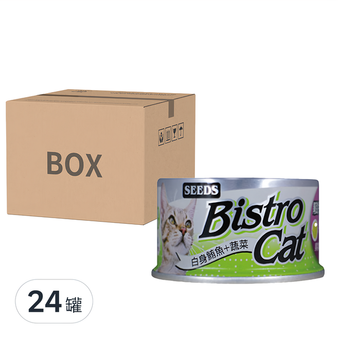 惜時 Bistro cat 特級銀貓健康餐罐, 白身鮪魚 + 蔬菜, 80g, 24罐