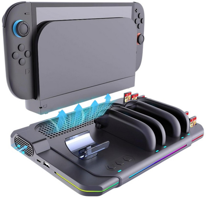 switch 2 joycon switch pro 二代 搖桿 充電底座 ns 手把收納 jc 把手 充電座 充電器, Ns2代專用-充1大4小手把+強力散熱