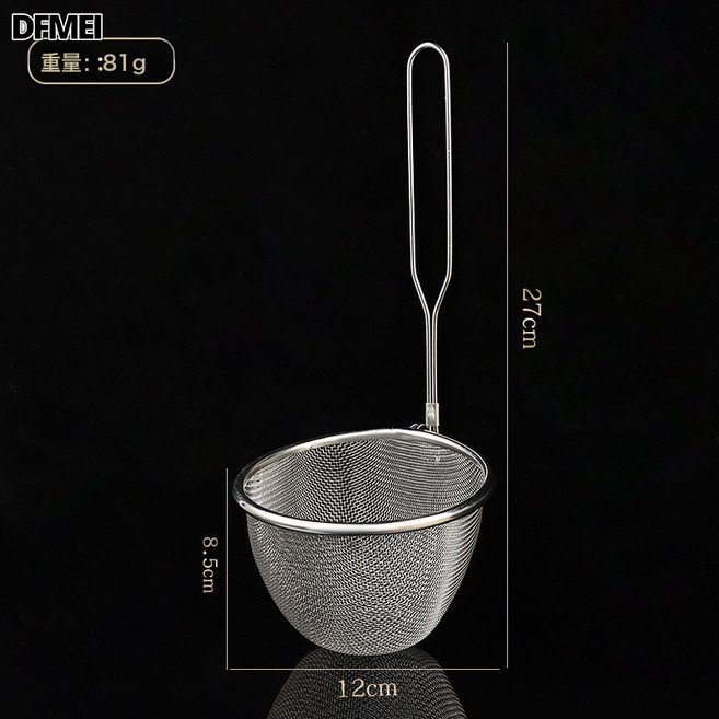 DFMEI 304不鏽鋼漏勺笊籬撈麪勺煮麻辣燙麪條油炸網漏薯條炸籃油炸漏網, 1個, 304鋼長柄網漏勺(大號):如圖