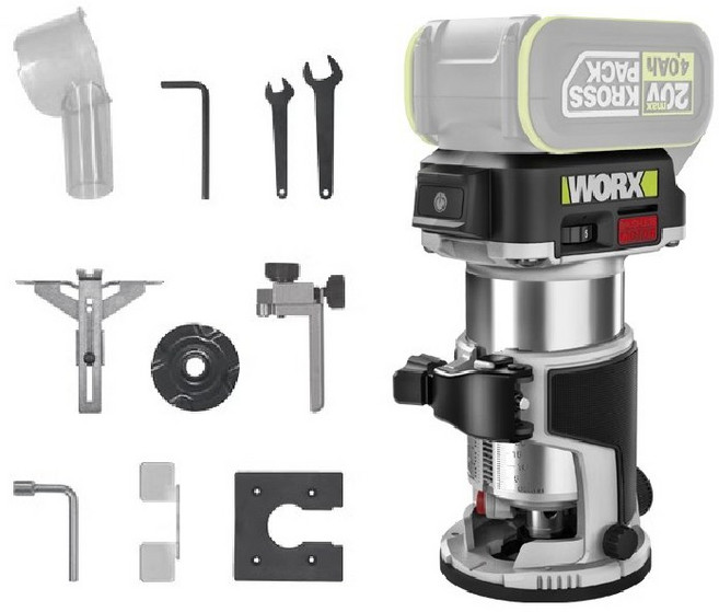 WORX 威克士 WU560 無刷修邊機 20V, 1個, 空機+配件+工具包