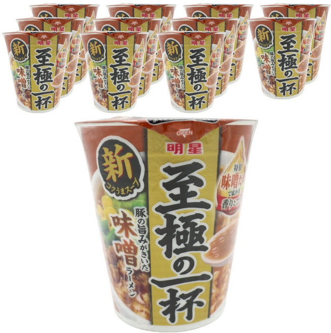 明星食品 極致一杯 豬肉鮮味味噌拉麵 66g, 12個