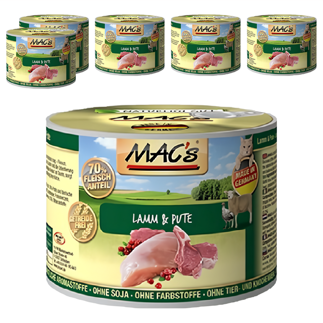 MAC's 馬克 無榖主食貓罐 羊肉 火雞肉, 6罐, 200g, 羊肉, 火雞肉