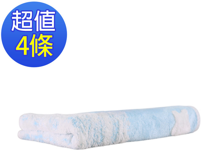 Aqua 日式精緻舒適巾 SL尺寸66x135公分 柔軟吸水快乾 水藍色4入組, SL水藍色(4條), 1套