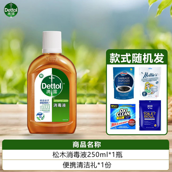 Dettol 松木消毒液 250ml*1瓶 有效殺菌99.999%, 滴露消毒液1瓶, 1個