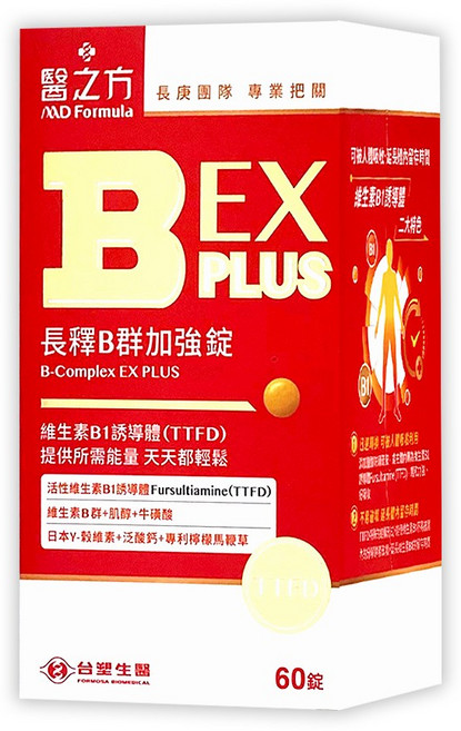 醫之方 長釋B群加強錠 B-Complex EX PLUS, 600毫克/錠, 1, 60錠