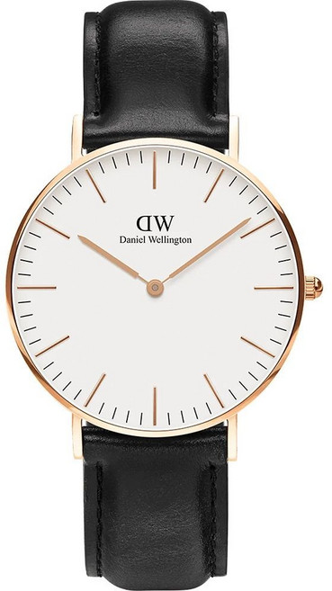 Daniel Wellington DW 經典黑真皮錶