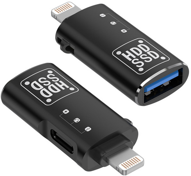 Lightning 全能OTG 轉接頭 支援USB/Type-C, 1個, 蘋果手機Lightning轉接頭 支援滑鼠 鍵盤 USB隨身碟 耳機
