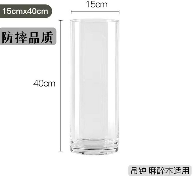 透明亞克力花瓶 客廳插花直筒落地花瓶, 口徑15 高40cm(2個裝)