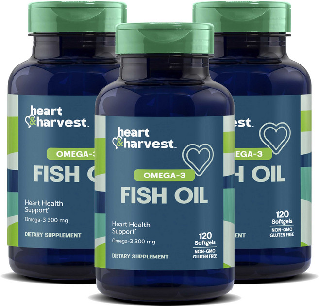 Heart & Harvest Omega-3 魚油軟膠囊, 3個, 120錠
