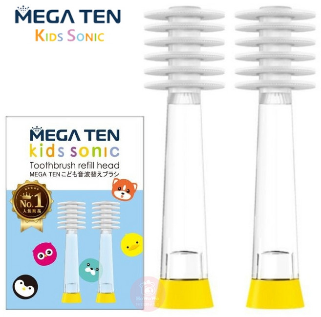 MEGA TEN 幼童電動牙刷 貓頭鷹造型 360度 纖柔刷毛, 1個, 經典款-刷頭2入 / 0520