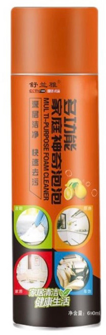 舒蘭雅 多功能家庭神奇泡泡清潔劑 650ml 汽車內裝 沙發地毯 鞋子廚房清潔慕斯, 1個, 一瓶裝(無贈品)