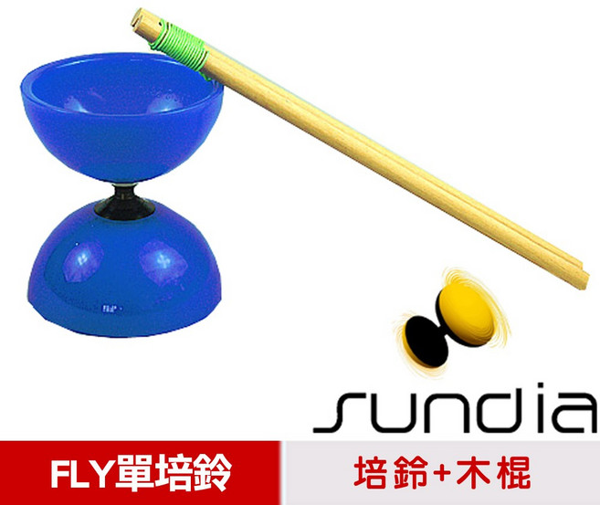 SUNDIA 台灣製造 FLY 長軸培鈴扯鈴 附木棍 扯鈴專用繩, 藍色, 1個