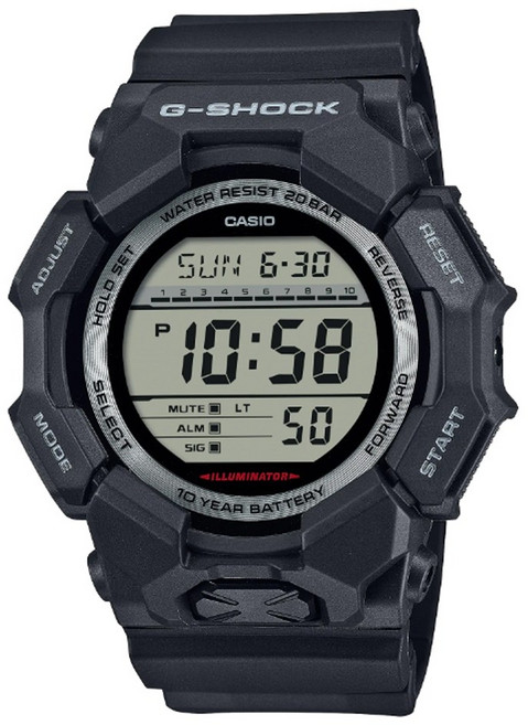 CASIO 卡西歐(GD-010-1) G-SHOCK 大錶殼 多重時間 實用功能電子錶-黑