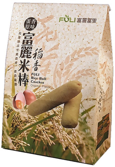 富里農會 富麗稻香米棒 蛋香原味/海苔風味 - 非油炸 花蓮特產米製 伴手禮 (20支入/包), 1個, 富麗稻香米棒-蛋香原味, 140g