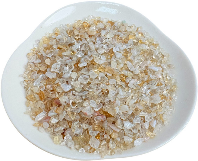 黃水晶碎石 100克裝 細顆粒 3-5mm 淨化消磁 能量石 聚寶盆 魚缸造景擺飾, 黃水晶