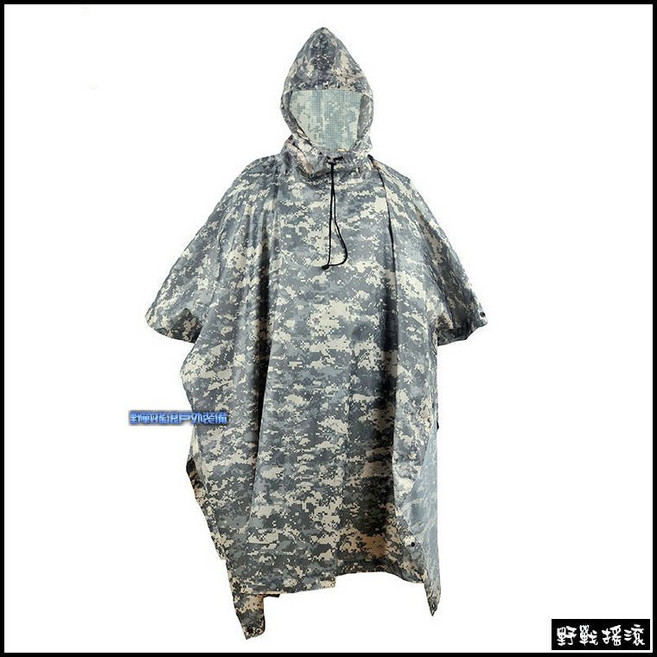 【野戰搖滾-生存遊戲】ROCKWAR 幽靈多地形迷彩雨衣 雨披背包防水罩偽裝衣地墊, ACU迷彩, 1個