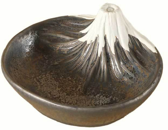 UDlab 富士山造型陶瓷碗 藍色 白色 棕色, 棕, 1個