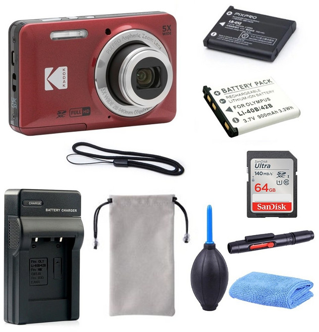 KODAK PIXPRO FZ55 數位相機, 1個, 紅色 64G豪華套組