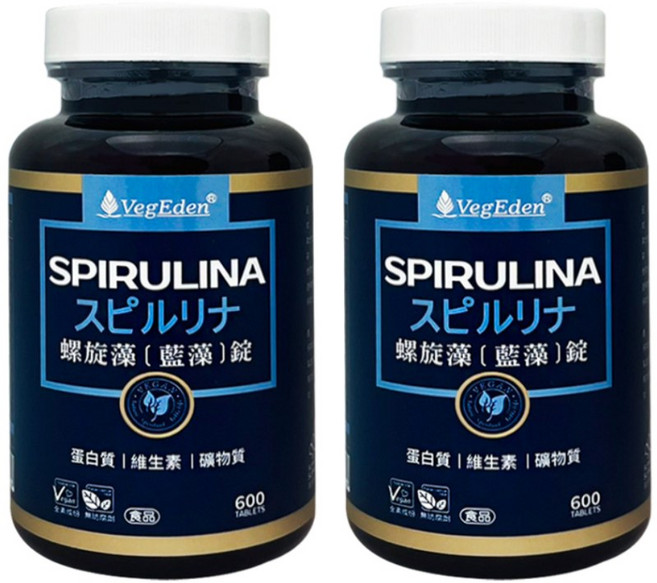 VegEden Spirulina 藍藻錠 600錠, 2個, 2罐, 600份