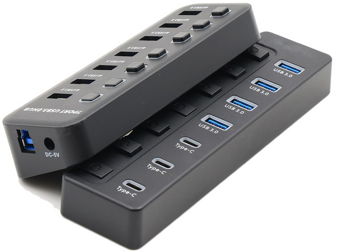 定余數位裝置 USB3.0 HUB TypeC 4A3C, 1個, 黑色