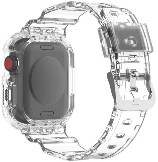 apple watch冰川一體保護殼錶帶 適用於iwatch, 透明,10代42mm, 1個
