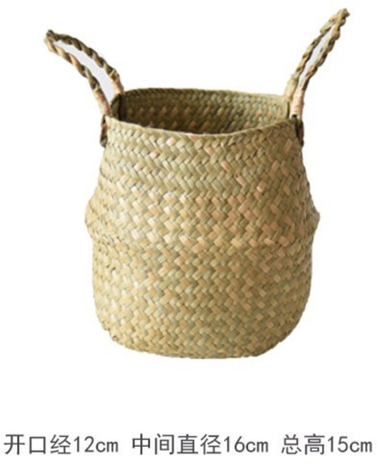 手編花籃 收納籃 置物籃 花盆 花器 盆栽 35cm, 1個, 竹籃 口徑12肚經16, N/A