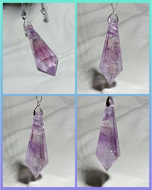 晶棋 水晶靈擺紫水晶吊墜項鍊 獨特晶體