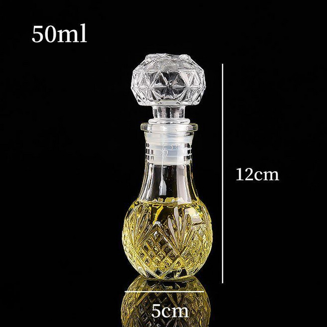 good 器透明分裝酒瓶個性空酒瓶玻璃酒瓶復古玻璃瓶, 1個, 50ml花菱款5只, 50ml 花菱款