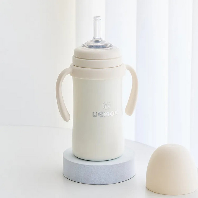UGMOM 防逆流不鏽鋼吸管杯, 白色, 1個, 220ml