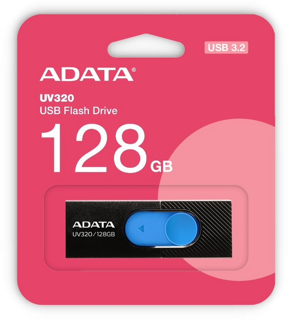 ADATA 威剛 UV320 時尚黑 亮麗白 32G 64G 128G USB 3.2 高速 隨身碟 原廠公司貨, 1個, 128GB
