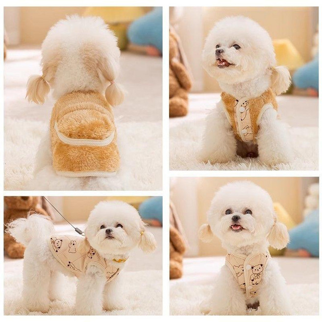 可牽引狗狗衣服秋冬款小型犬寵物冬裝馬甲, 1個, 雙麵馬甲,XXL建議體重1520斤, 雙麵馬甲