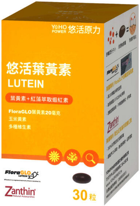 悠活原力 專利葉黃素+蝦紅素, 680毫克/粒, 1個, 30粒