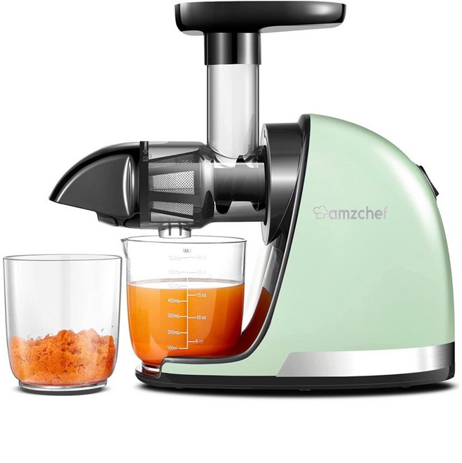 AMZCHEF ZM1501 水平式慢磨機 靜音蔬果榨汁機 綠色