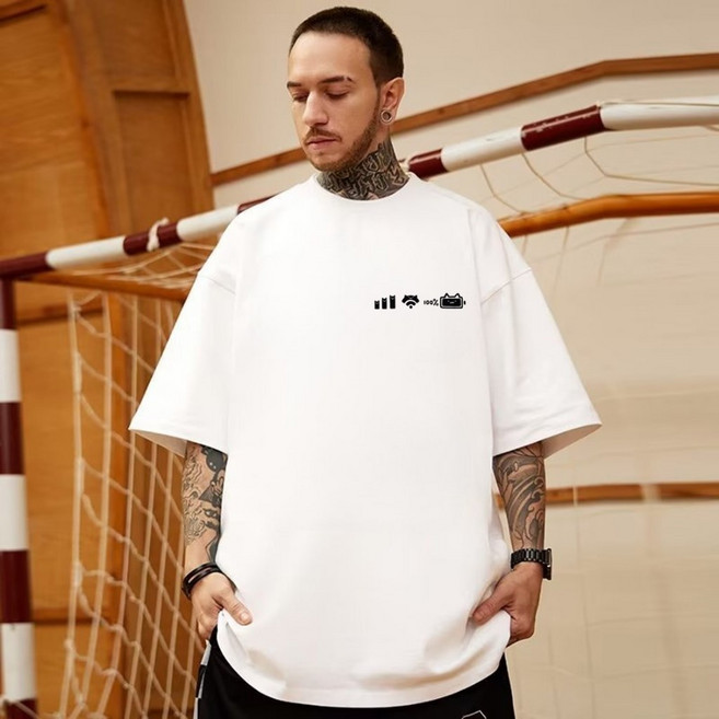 歐北潮流 M-8XL 棉質落肩款五分袖 T恤 潮牌衣服 大尺碼上衣 情侶裝 男生衣服 短袖t恤