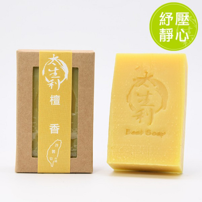 太生利 檀香冷製手工皂,溫和潔淨,滋潤肌膚,乾性肌適用, 1個, 100g